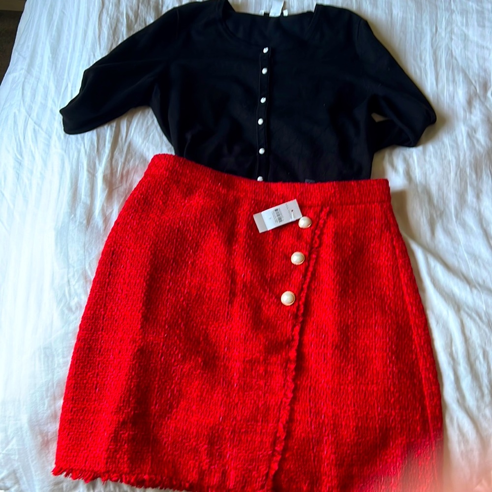 Red tweed skirt